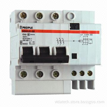 Residual current protects circuit breaker, available in various poles and current